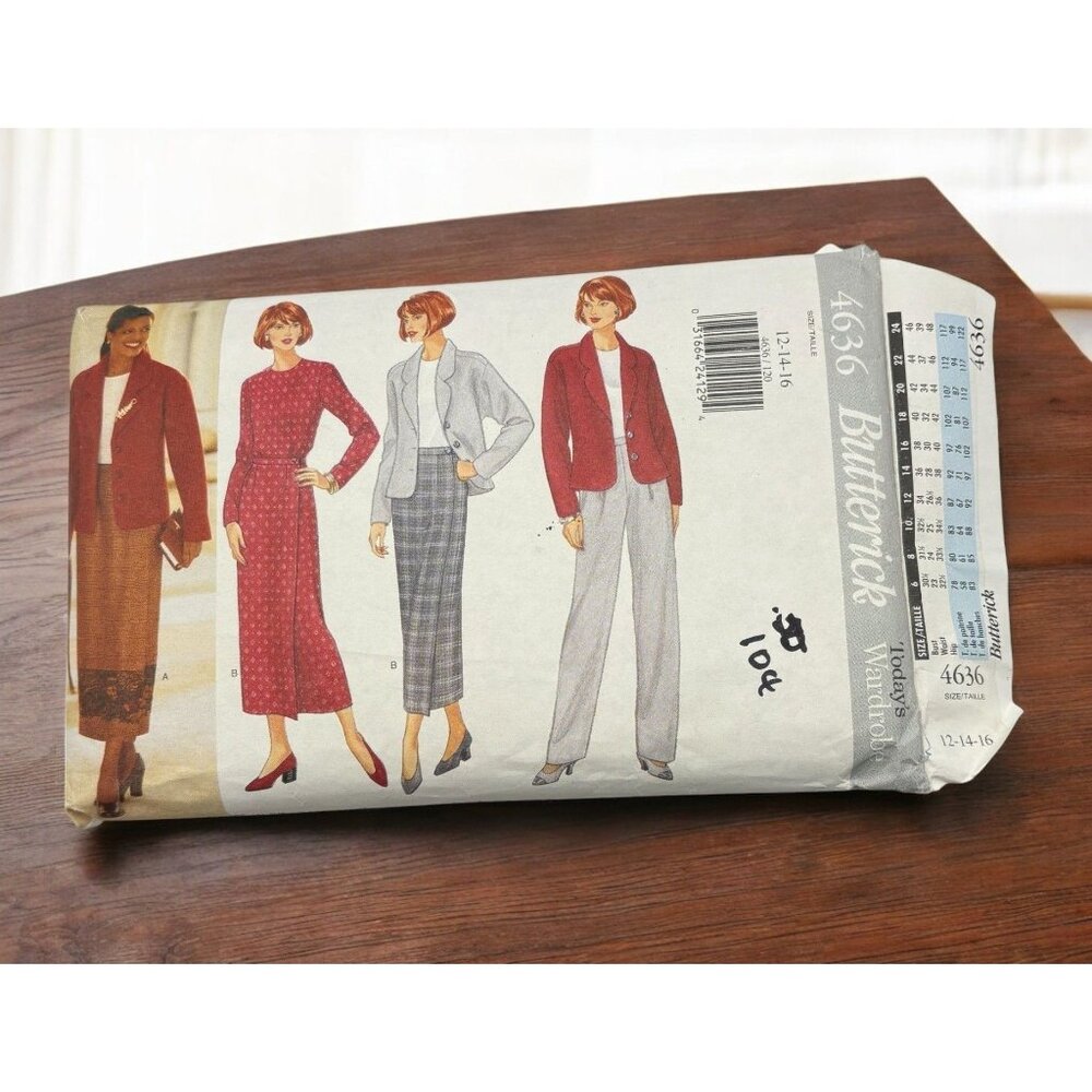 Butterick Sewing Pattern 4636 Womens Jacket Top Skirt Pants Uncut Sizes 12 14 16